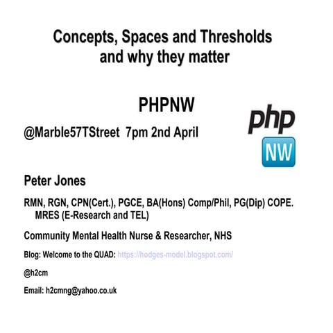 PHPnw (England) User Group - Concepts, Spaces and Thresholds and why they matter