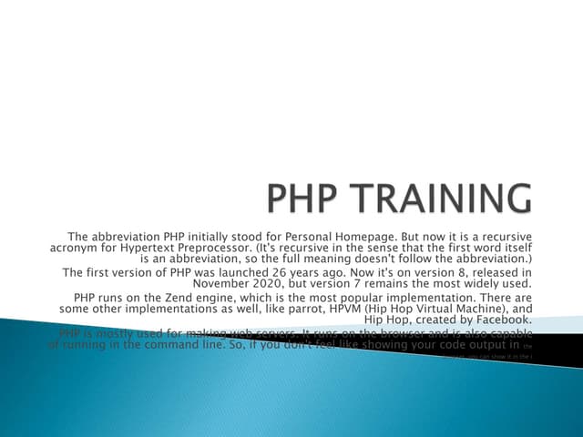 PHP TRAINING