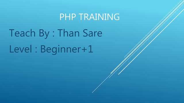PHP Training Part1