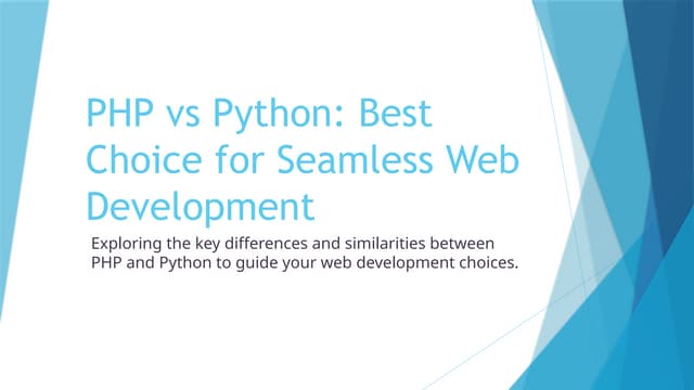 PHP vs Python Best Choice for Seamless Web Development