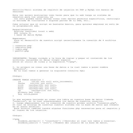 Php y my sql con manejo de sesiones