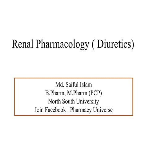 Renal Pharmacology ( Diuretics)