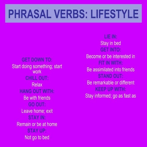 Phrasal verbs lifestyle