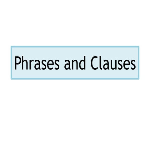 English Language Terminology - Phrases, Clauses and Sentences