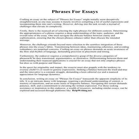 Phrases For Essays. Western Nevada College