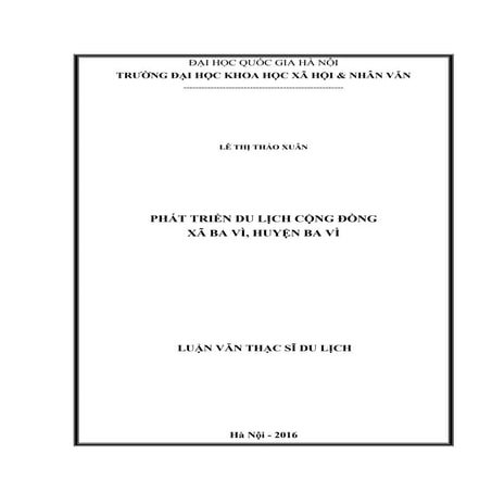 Phát triển du lịch cộng đồng xã ba vì, huyện ba vì. luận văn thạc sĩ du lịch ...