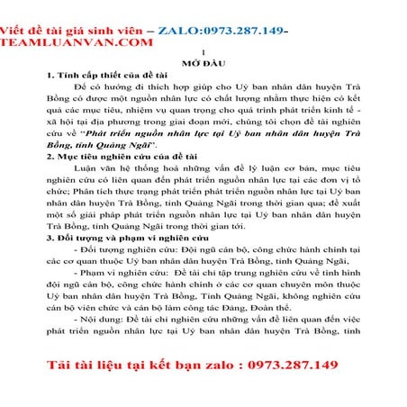 Phát triển nguồn nhân lực tại Uỷ ban nhân dân huyện Trà Bồng, tỉnh Quảng Ngãi...