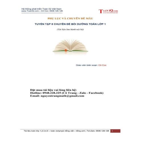TUYỂN TẬP 8 CHUYÊN ĐỀ BỒI DƯỠNG TOÁN LỚP 1 TỪ CƠ BẢN ĐẾN NÂNG CAO VÀ PHÁT TRI...