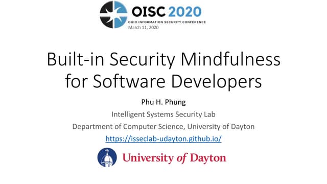 Built-in Security Mindfulness for Software Developers
