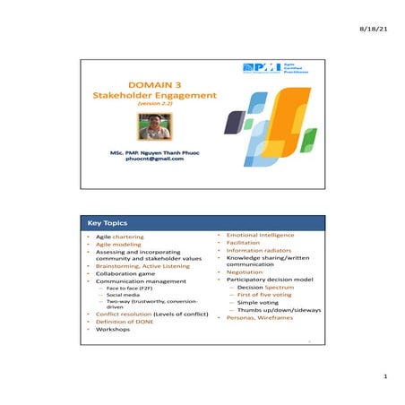 PMI-ACP: Domain 3 - Stakeholder engagement-v2.2_lite_2_46_pages