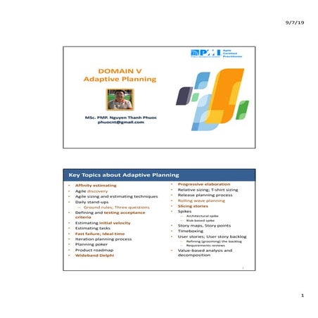 PMI-ACP Domain V: Adaptive Planning v1.0
