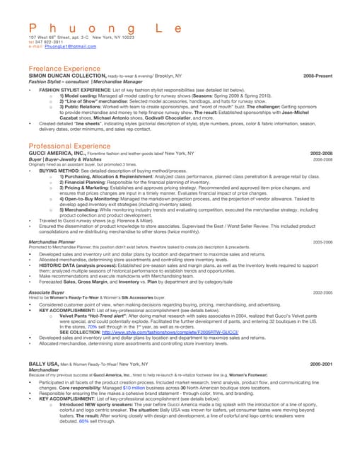 Accessories buyer resume
