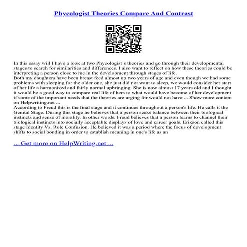 Phycologist Theories Compare And Contrast