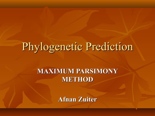 Phylogenetic prediction - maximum parsimony method