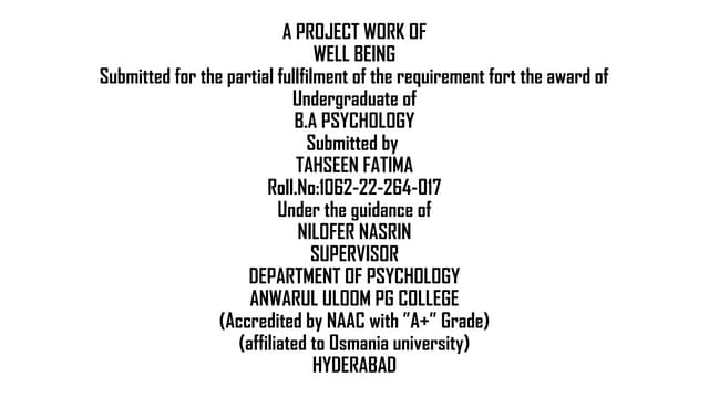 CHARARACTIER OF THE PYSCHOLOGY TREATMENT