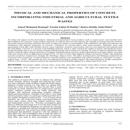 Physical and mechanical properties of concrete | PDF