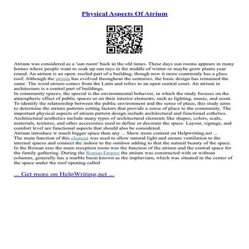 Physical Aspects Of Atrium