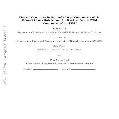 Physical conditions barnard_loop