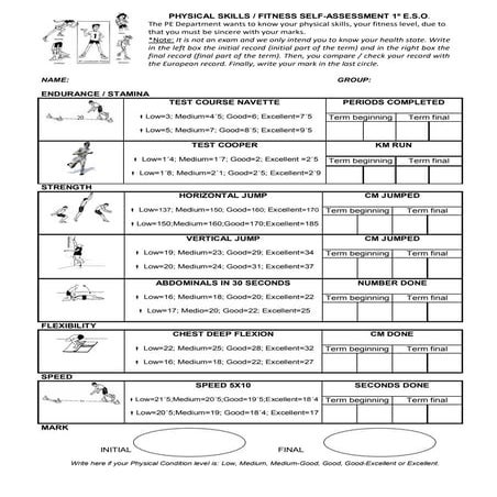 Physical condition self assessment ESO y Bachiller