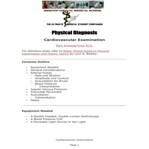 IVMS ICM-Physical diagnosis- Cardiovascular Exam
