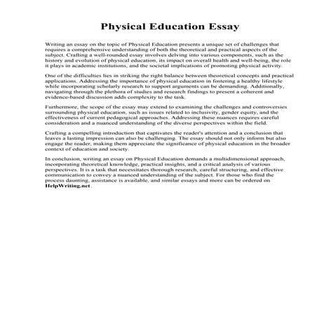 Physical Education Essay. Truman State University