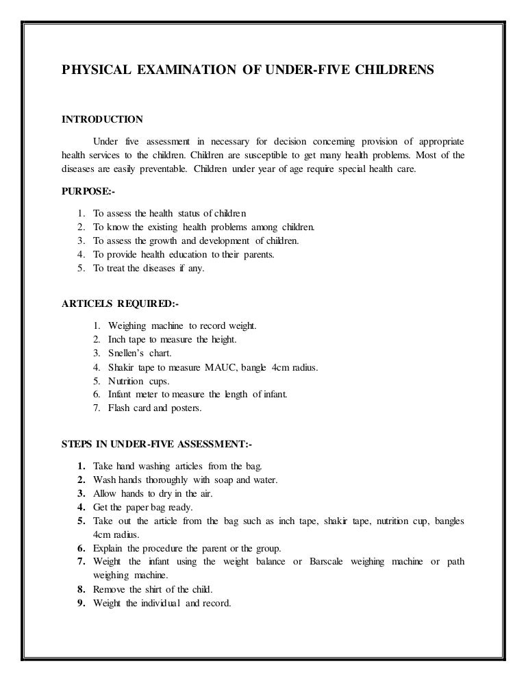 Physical Examination Of Under Five Childrens