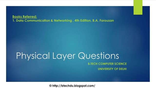 Physical Layer Questions