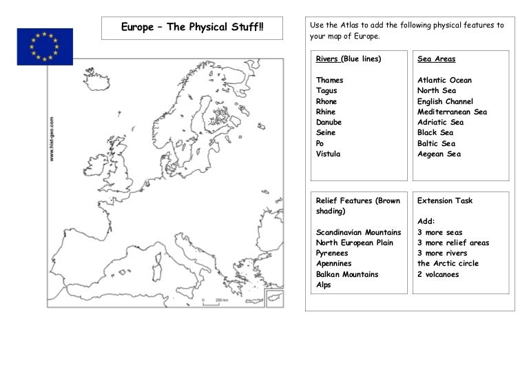 Physical Map Of Europe