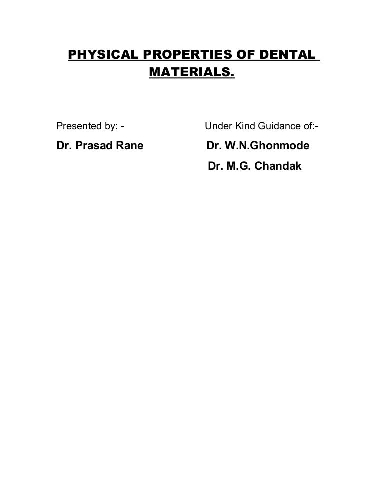 Physical properties of dental materials