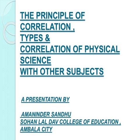 Correaltion of physical science with other subjects