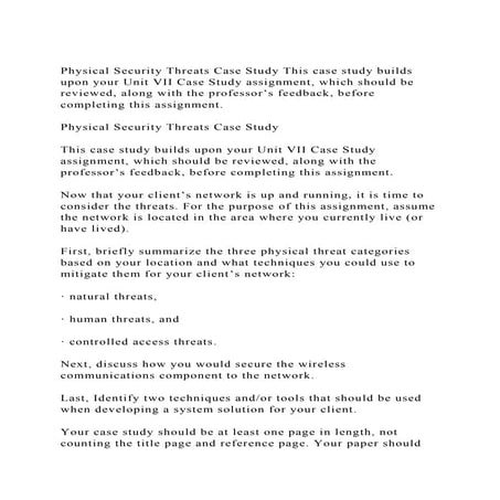 Physical Security Threats Case Study This case study builds upon y.docx