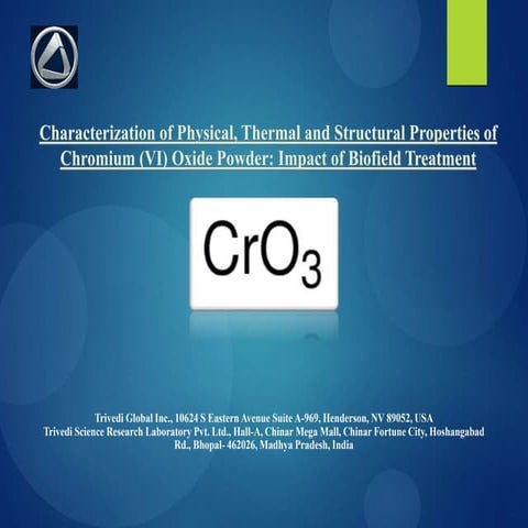 Physical, Thermal and Structural Properties of Chromium (vi) Oxide ...