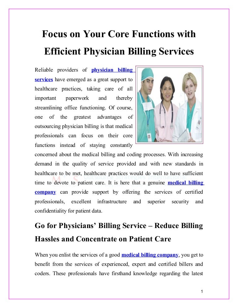 Focus on Your Core Functions with Efficient Physician Billing Services
