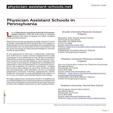 Physician assistant schools in pennsylvania