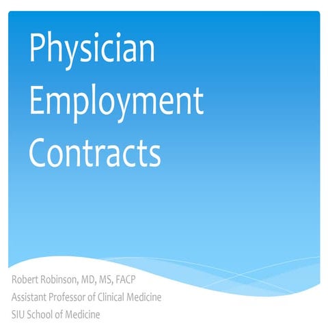 Physician Employment Contracts for Residents