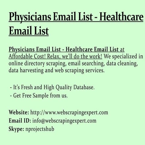 Physicians Email List - Healthcare Email List