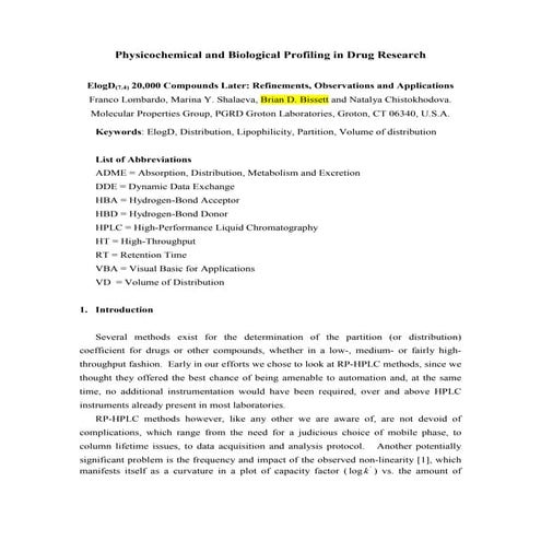 Physicochemical Profiling In Drug Research