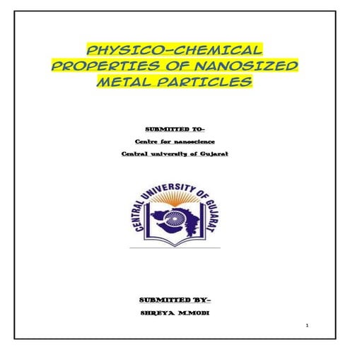 Physicochemical properties of metal nanoparticle by shreya modi