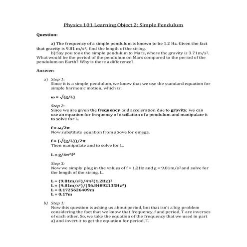 Physics 101 Learning Object 2 | PDF | Free Download