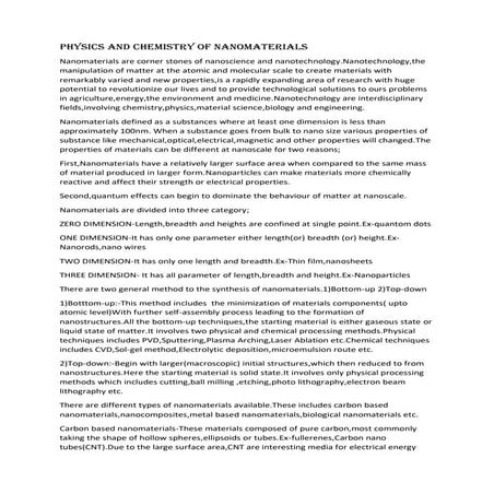 Physics and chemistry of nanomaterials