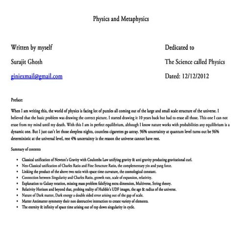 Physics and metaphysics