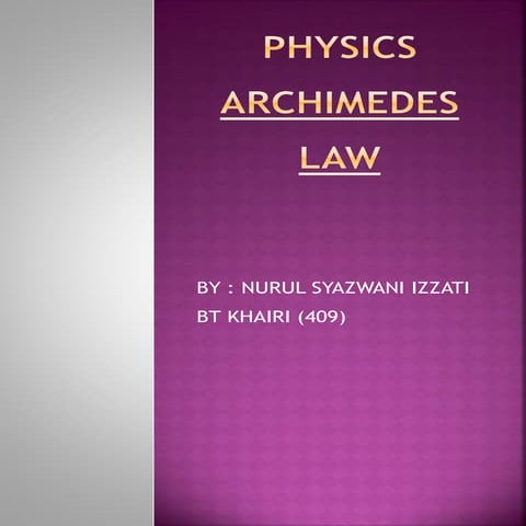 Physics  archimedes law
