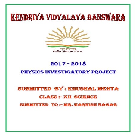 KV Physics investigatory project