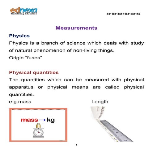 Physics Measurements Notes for JEE Main 2015 | PDF