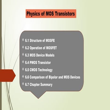 Physics of MOSFET Transistors and Structure  .pptx