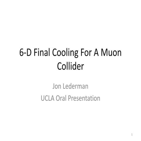 6-D Final Cooling For A Muon Collider