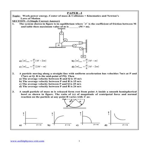 IIT JEEPhysics Paper I