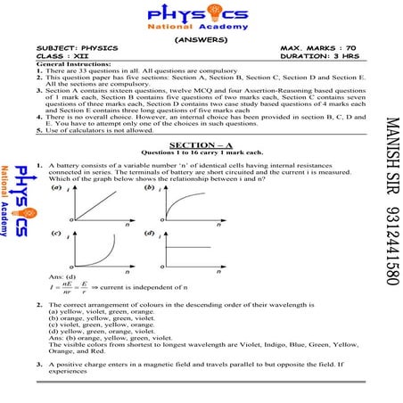 physics pre board 1 solution ofor board exam -