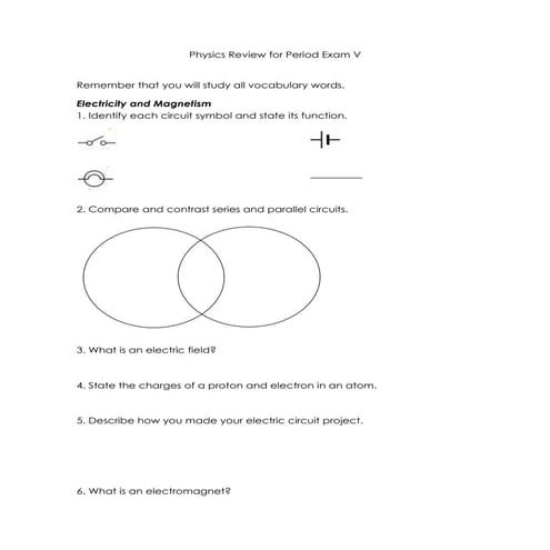 Physics review for period exam v