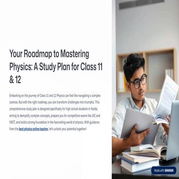 Physics Study Plan for Class 11 & 12 Students in Noida